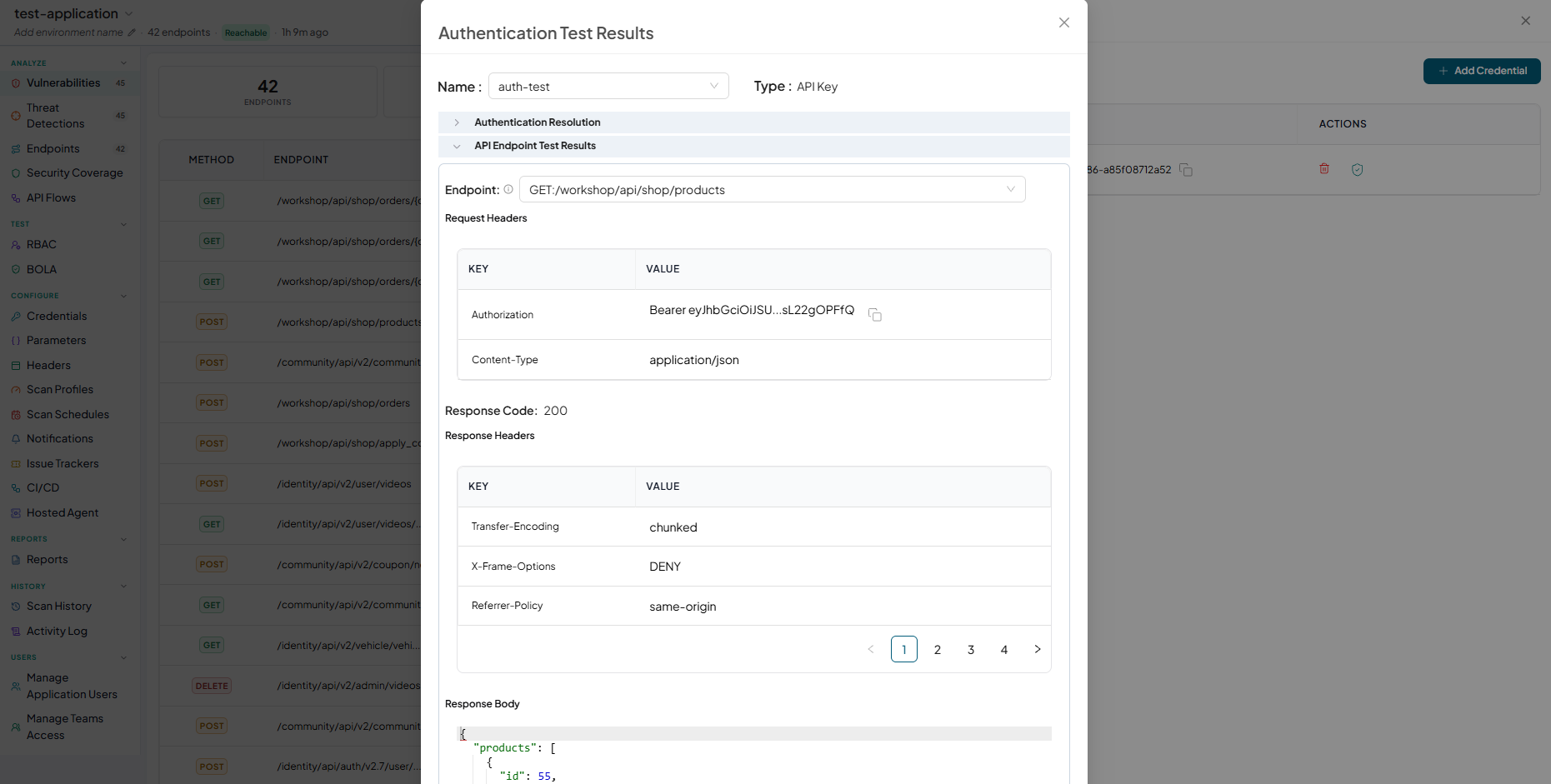 Check API Key aut is in Table