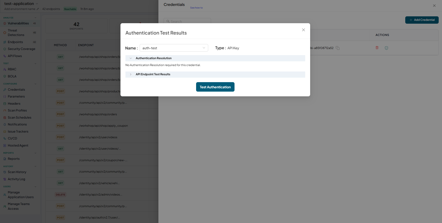 Check API Key aut is in Table