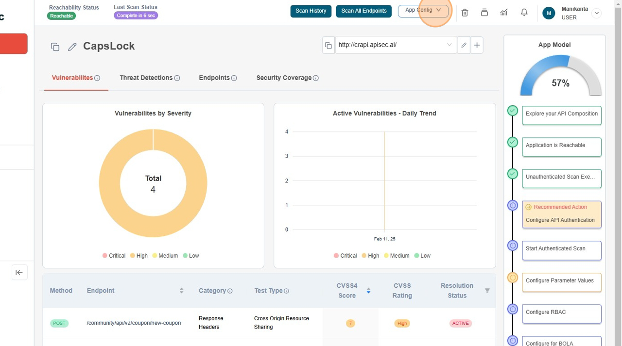Click on menu - App Config