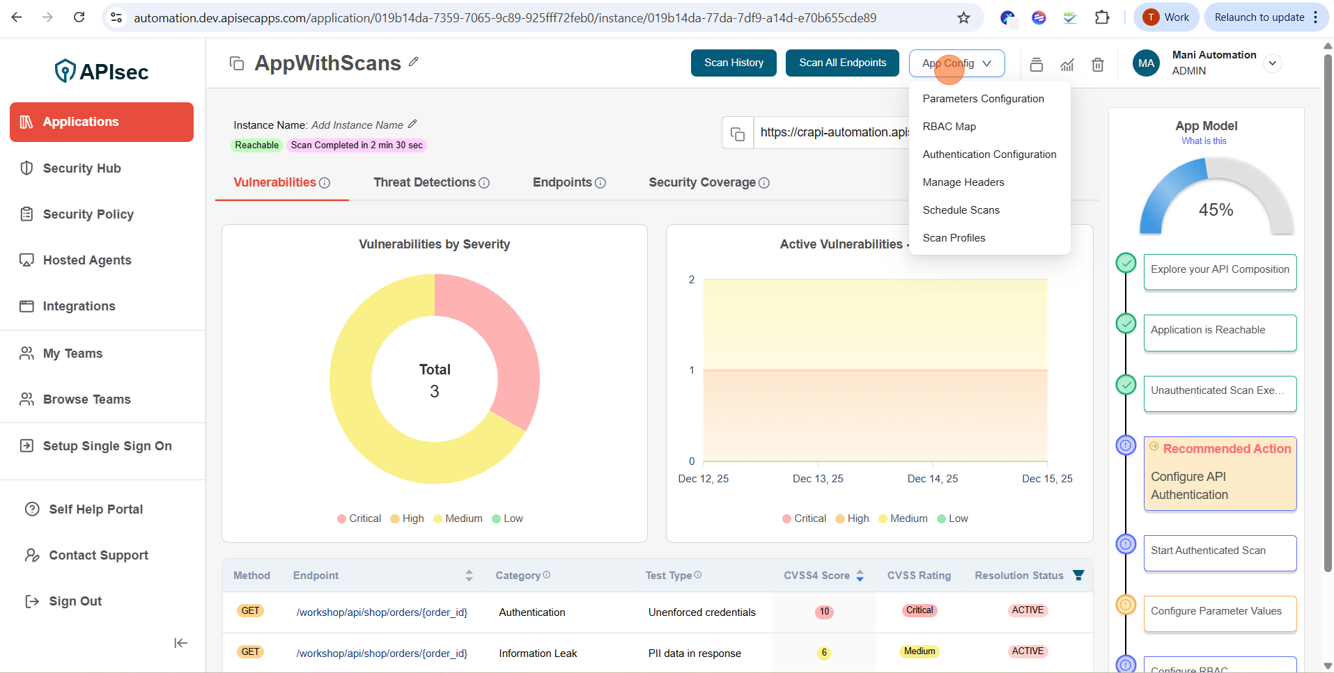 Parameter configuration