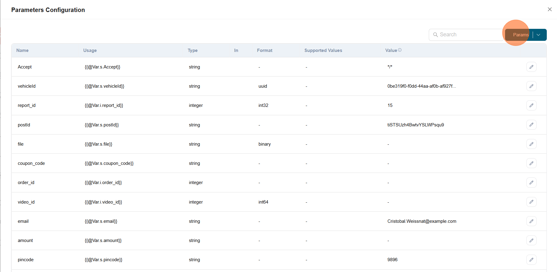 Parameter configuration
