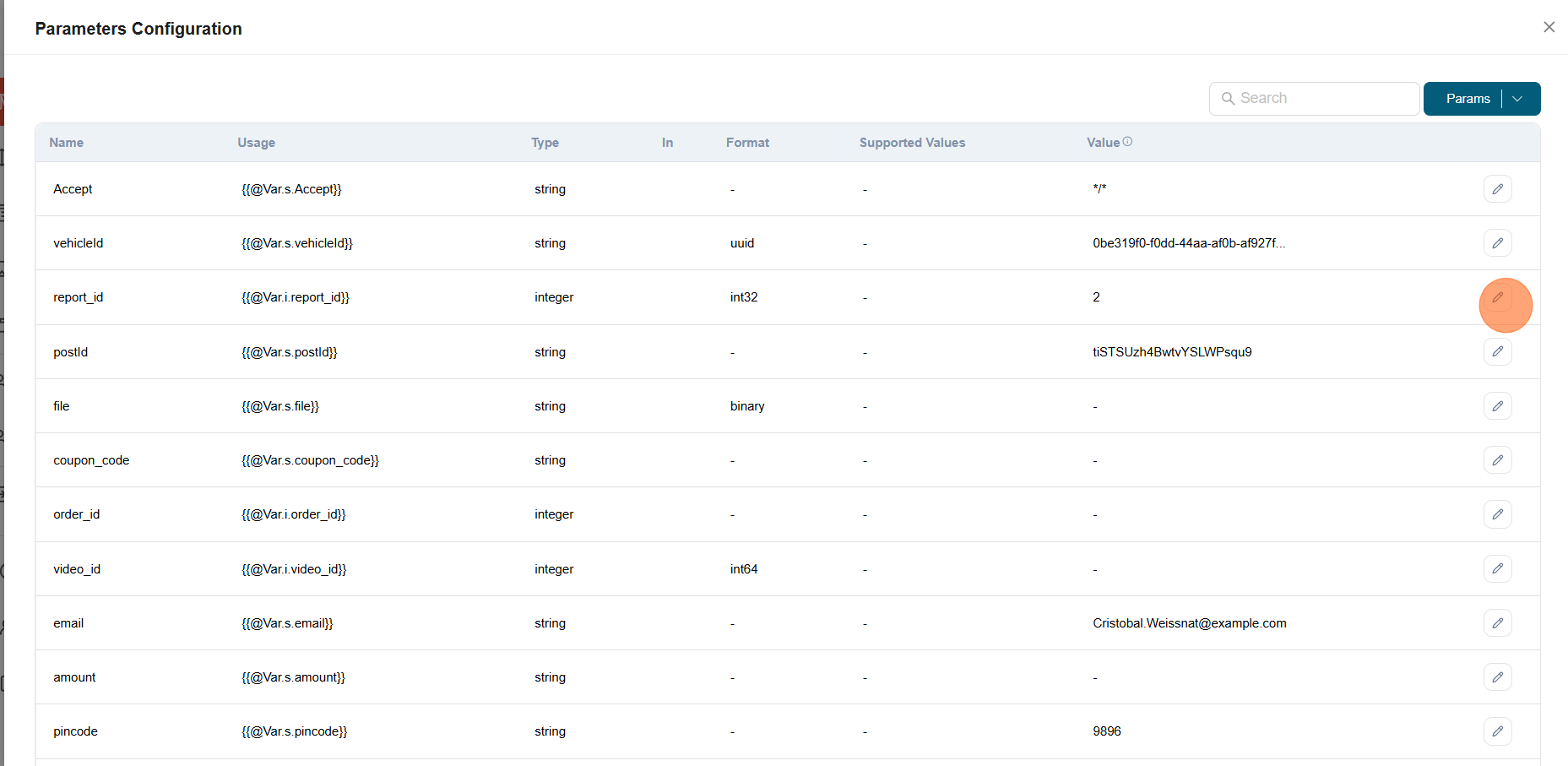 Parameter configuration