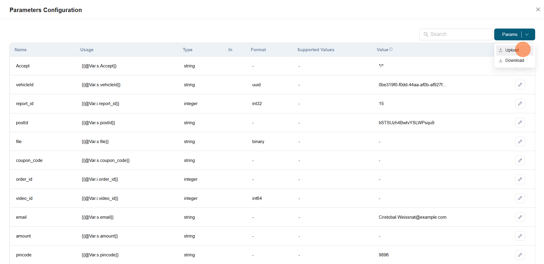 Parameter configuration