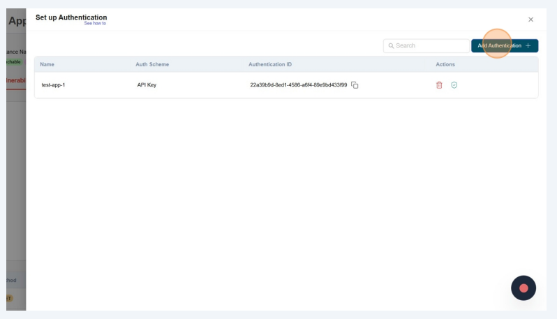 Click on Add authentication