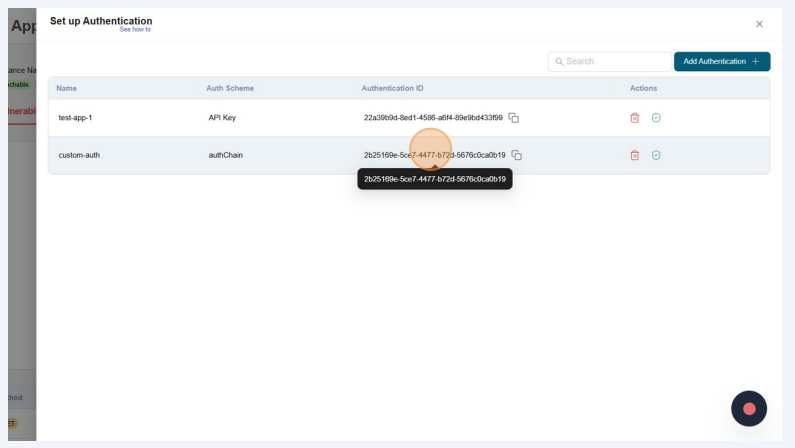 Click on menu item - Auth Config