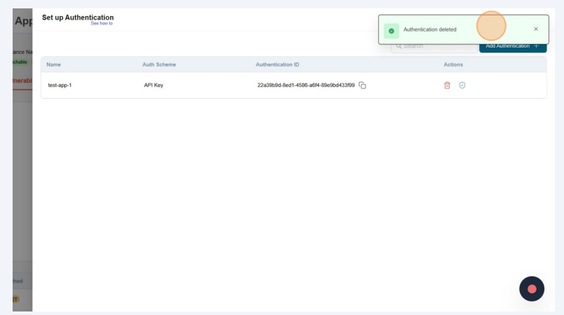 Click on menu item - Auth Config