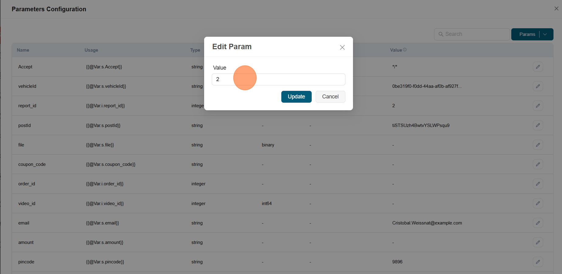Parameter configuration