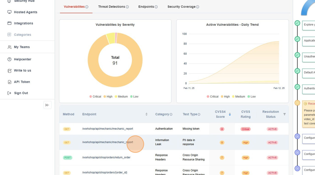 Click row to view report
