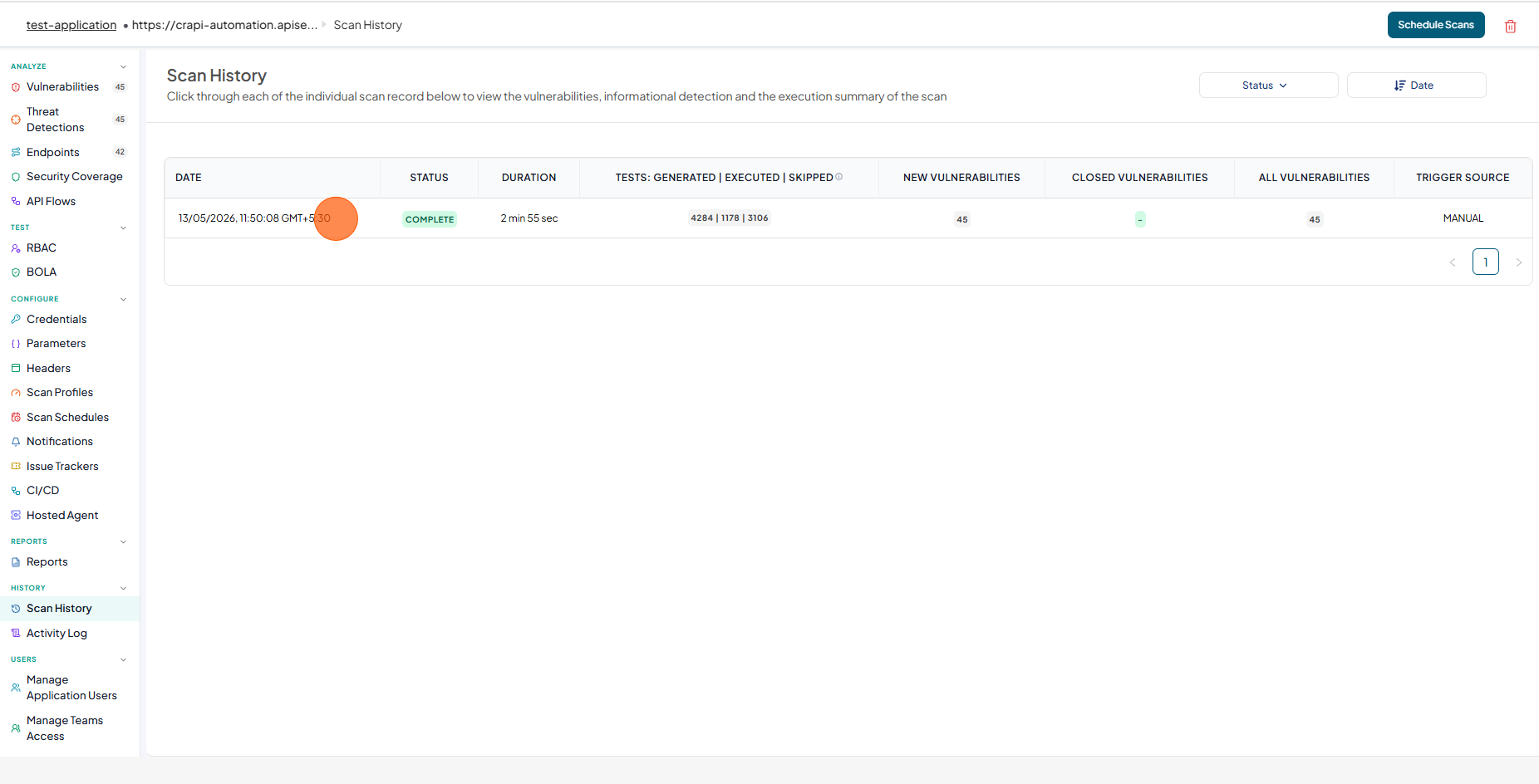 Check Scan Progress