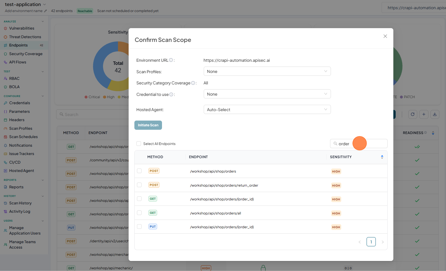 Type Orders in Search input