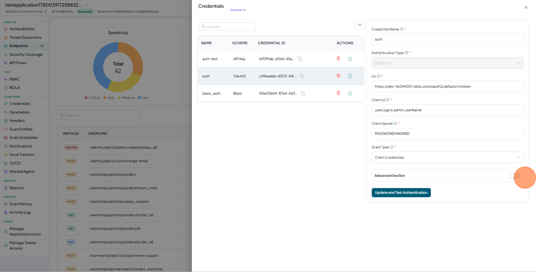 Click toggle OAuth 2.0