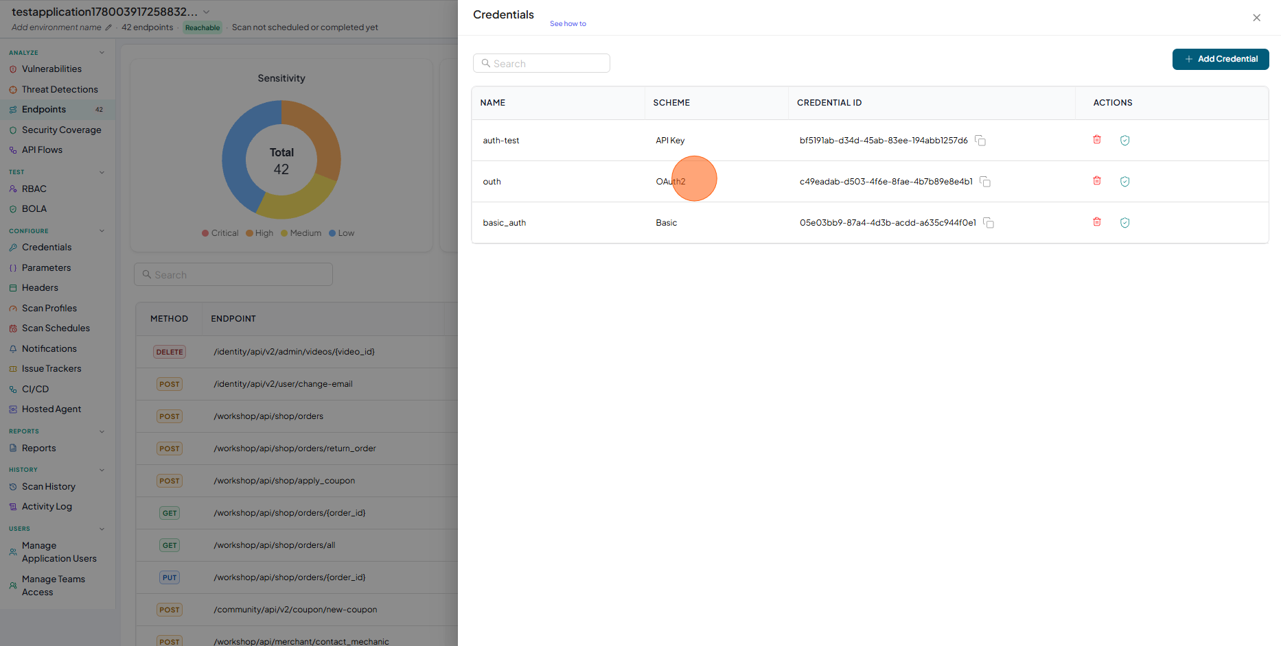Check OAuth 2.0 auth is in Table