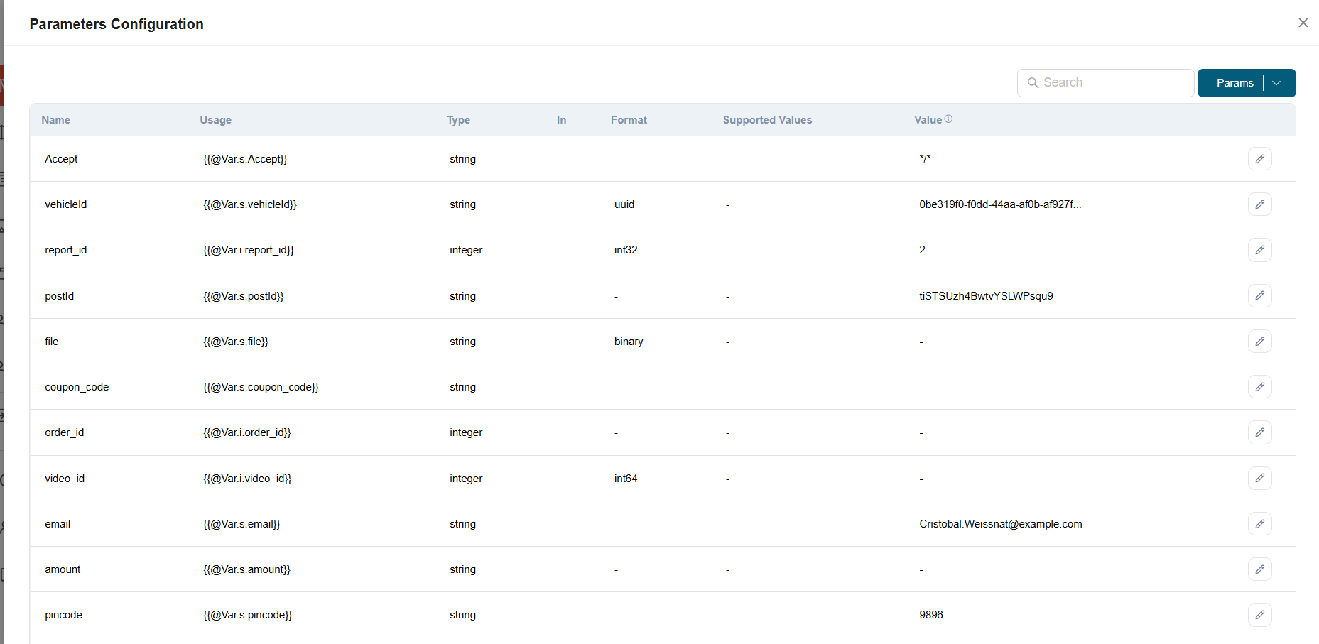 Parameter configuration