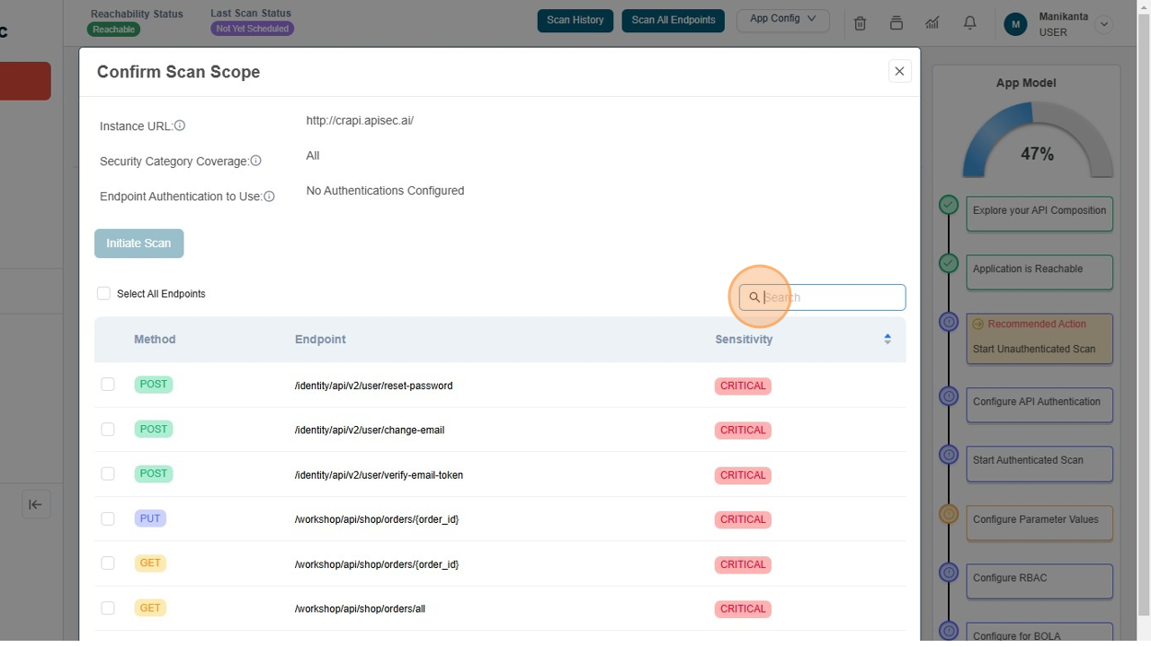Type Orders in Search input