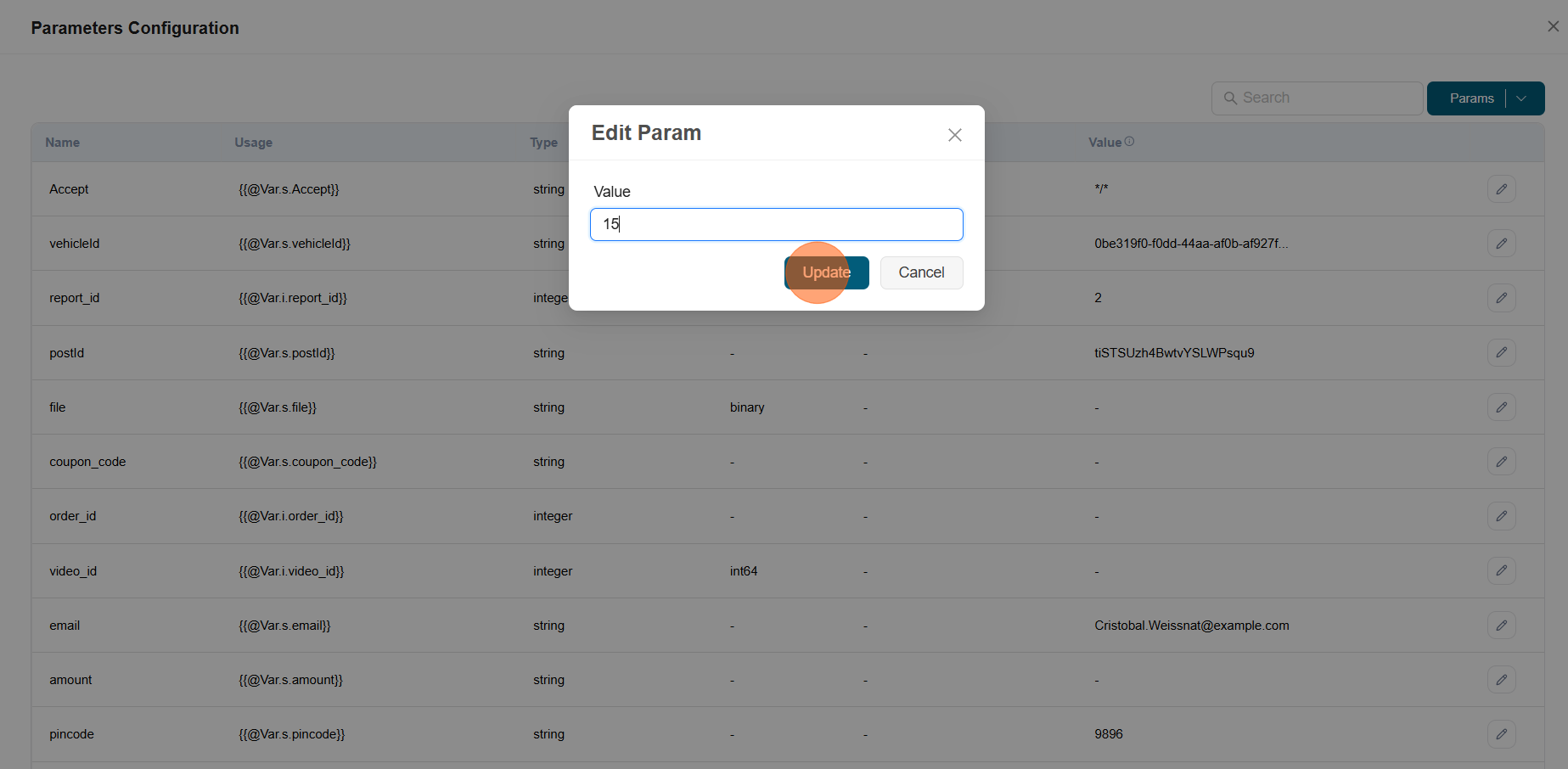 Parameter configuration